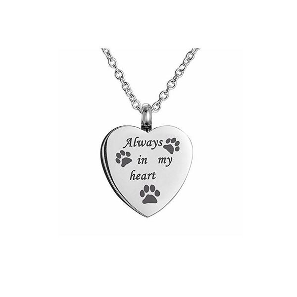 

2020 aj heart-shaped footprints stainless steel urn pendant for gift, Silver