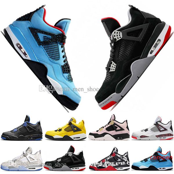

sale 2019 bred 4 4s what the cactus jack laser wings mens basketball shoes denim blue eminem pale citron men sports designer sneakers