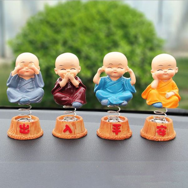

4pcs/set resin bobbleheads doll figure tomy monks maitreya buddha figure gift car ornaments desk auto pendant charms car styling