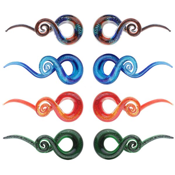 

a pair 5-12mm product glass made ear spiral taper plugs earring gauges expander stretcher flesh plugs tunnel pircing jewelry, Slivery;golden