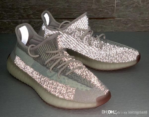 

authentic sply y350 v2 citrin primeknit cloud white kanye west men women running shoes reflective sneakers fw3042 fw3043 with box