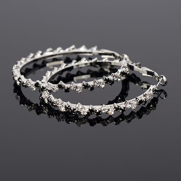 

feathers fully-jewelled circle black and white diamond ear circle joker earrings fully-jewelled c type of ear circle, Golden