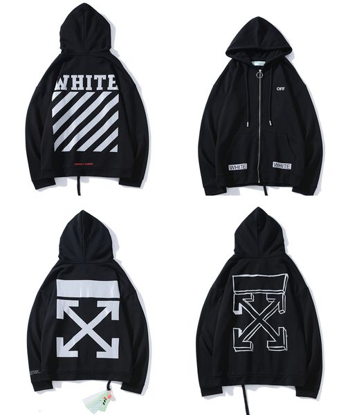 

2020 new 19ss off designers spring autumn white hoodies comfortable striped reflective sweatshirt men hoodie, Black