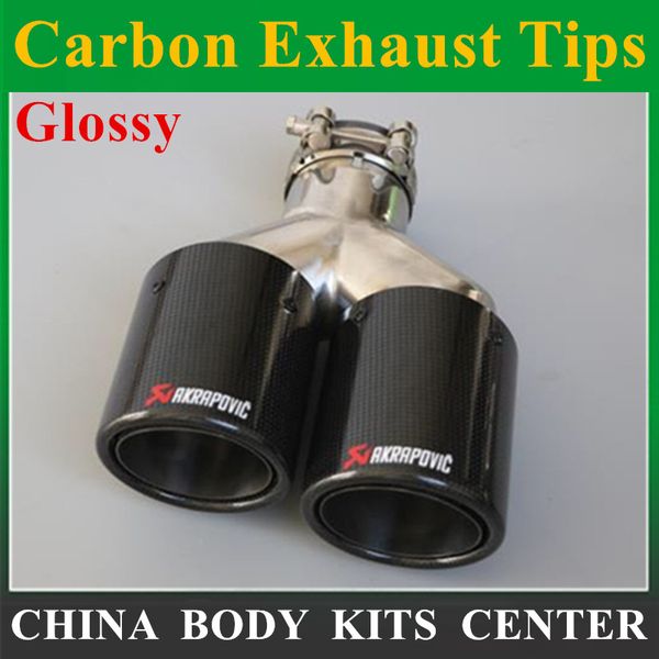 

2pcs:in 2.5" out 3.5" stainless steel akrapovic carbon exhaust tip for car-styling akrapovic exhaust tip tailpipe muffler nozzle