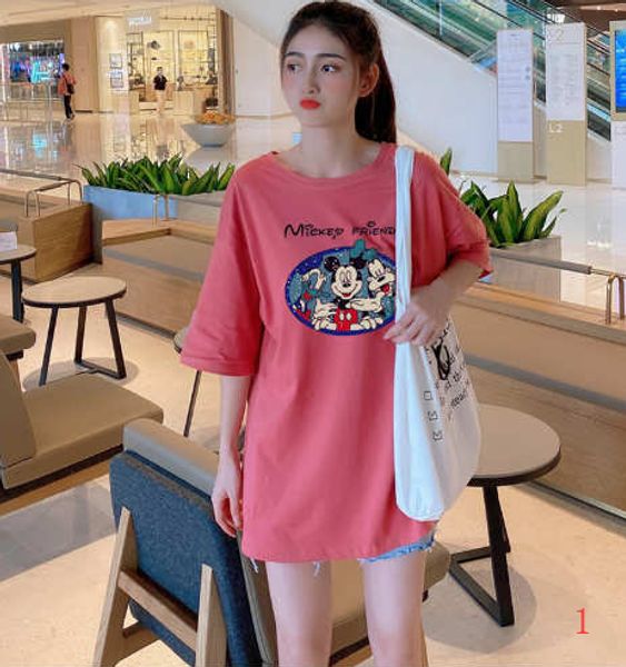 

2020 new womens designer t-shirts long length summer loose breathable plus size womens carton stlye fashion mouse print cloths ph+zy20042404, White