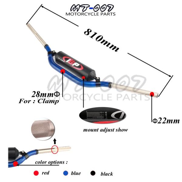 

мотоцикл 28мм новая рукоятка 810mm 1-1 / 8" pit bike motocross мотоцикл handlebar для crf yzf рмз wrf kxf klx универсальный