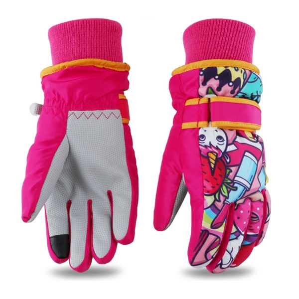 

winter ski gloves kids professional warm gloves snow skiing snowboard girls boys cut cartoon print winter sport