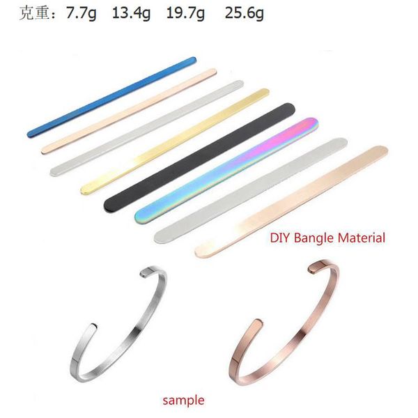 

rose gold silver 152mm length stainless steel bar straight line blank bracelet cuff mantra bangle material 2019 new wholesale, Black