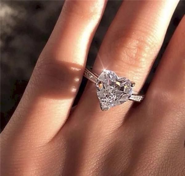 

циркон сердце кольцо формы сердца бриллиантовые кольца кристалл обручальное обручальное кольцо женщины новый дизайн ювелирных изделий способ, Golden;silver