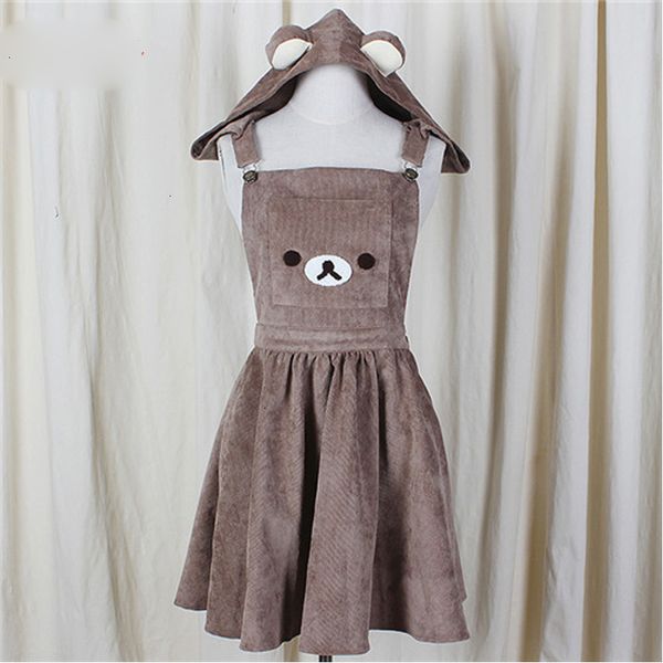 

women dress women clothes new fashion japanese a line dress cute bear embroidery gown harajuku lolita dress drop shipping good quality, Black;gray