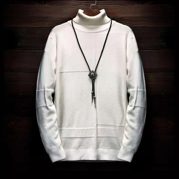 

designer luxury man's turtleneck christmas sweater man pullover collar long sleeve viscose sweaters white black gray man's winter