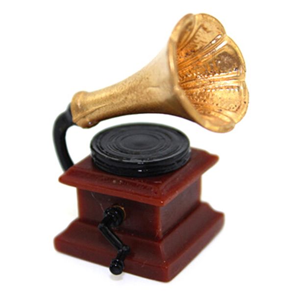 

1:12 mini phonograph accessories retro gramophone with record diy miniature doll house furniture dollhouse furnitureminiature