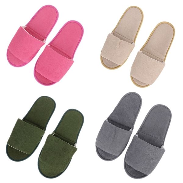 

1 pair home l breathable slippers spa foldable air travel salon wear with storage cotton cloth travel accessories, Black