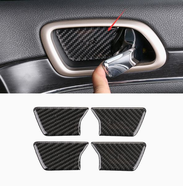 

4pcs carbon fiber inner door bowl cover trim fit for jeep grand cherokee 2014-2017