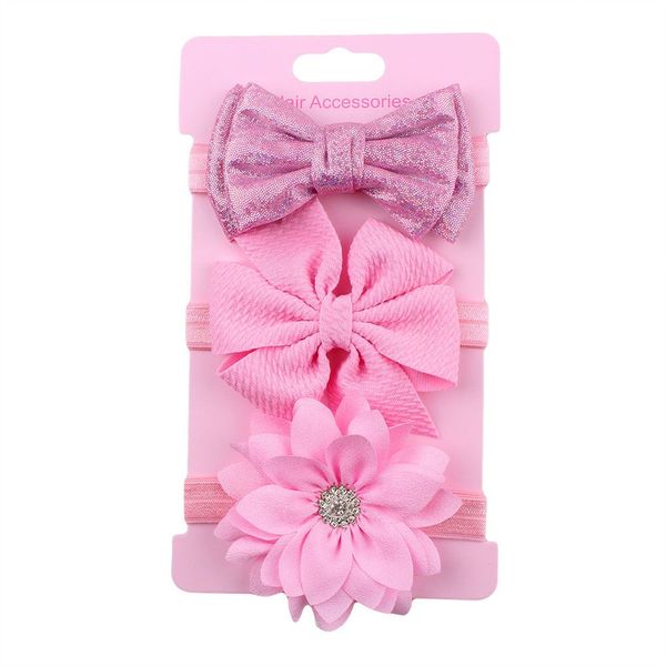 

3pcs lot soft bow knot headband for baby girls infant hair band turban flower bow headwraps hair accessory pprop, Slivery;white