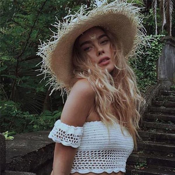 

swimwear women solid color bikini retro tassel hook weave knit bandeau vest bandage bikini 2019 maillot de bain femme