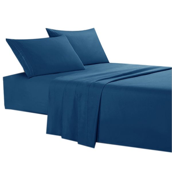 

sheet set-brushed microfiber 1800 bedding-anti-wrinkle, fading, antifouling-hypoallergenic-4 pieces (king, royal blue