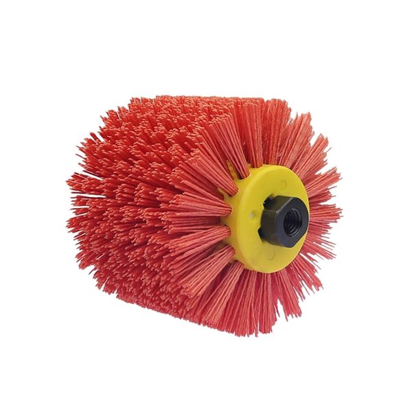 

new p80 red abrasive wire drum brushes deburring polishing buffing wheel for furniture wood angle grinder adapter