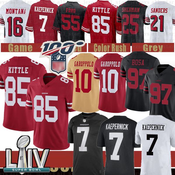 

7 colin kaepernick jimmy garoppolo george kittle nick bosa jersey richard montana sherman im with kap san francisco 49ers joe, Black;red