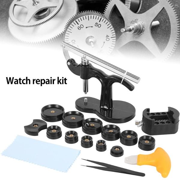 

18pcs watch press tool with watch battery replacement tool kit and fitting dies for back remover closer repair and battery