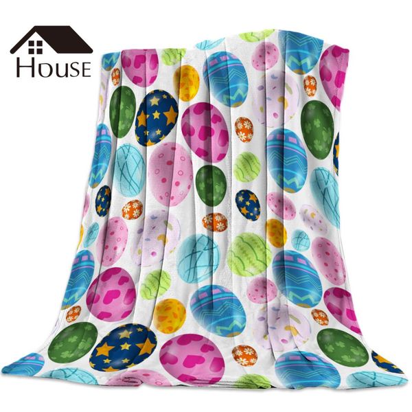 

easter colorful eggs printed nap blanket soft comfortable velvet plush easter blankets warm sofa bed sheets