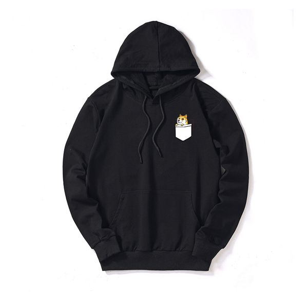 

men women designer hoodies 2019 dog pattern printed designer hoodies mens luxury solid color hoodie sweaters 5 colors, Black