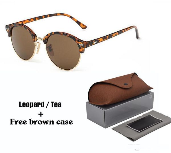 

new arrival round sunglasses for women men 2020 sun glasses plank frame flash mirror lenses with brown cases and box, White;black