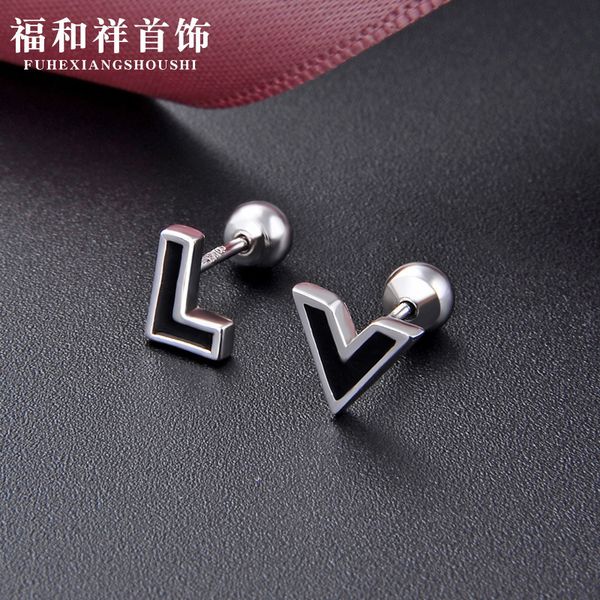 

south korea s925 sterling silver drop glaze earrings women's fashion retro versatile first accessories wholesale, Golden;silver