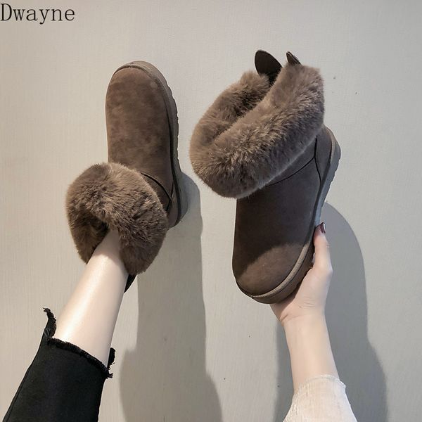 

women's boots 2019 new wild winter thick snow boots fashion plus velvet warm short tube cotton shoes winter, Black