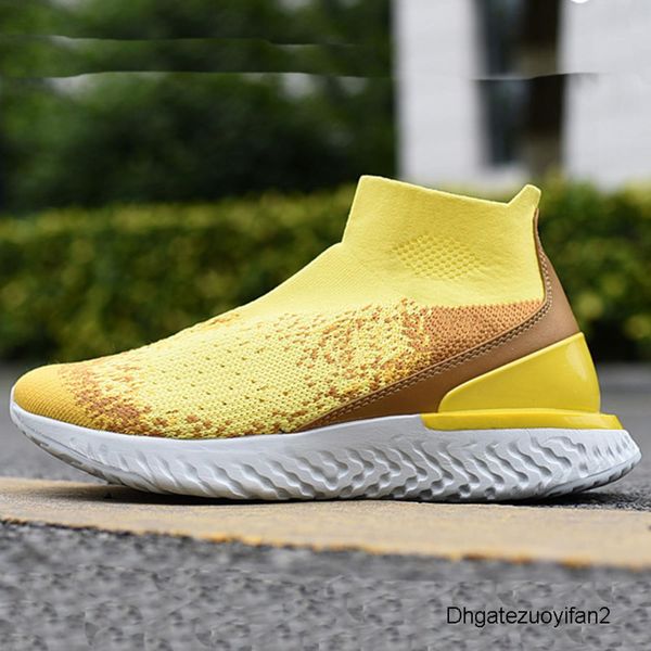 

2020 react knit breathable mid sock boots rise react knit high elastic tech bubble cushioning casual shoes 36-45, Black