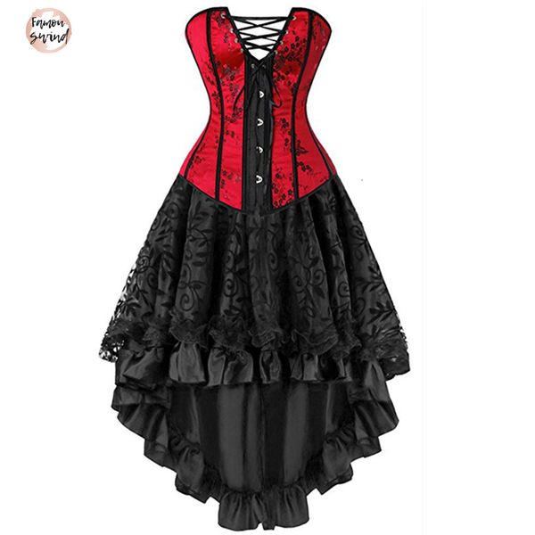

корсеты размер платье плюс сексуального костюм overbust бурлеск корсет и юбка белье викторианской пачки корсетного set мода красного, Black;white