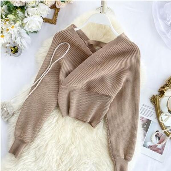 

women's autumn v-neck short pullovers bright silk knit sweater female casual solid color long sleeve loose chic tb4010, White;black