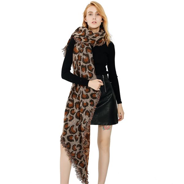 

leopard printed scarf women scarf faux cashmere leopard print tassel frayed long wide warm autumn winter shawl blanket