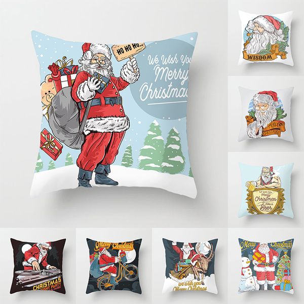 Federa natalizia 3D Fodera per cuscino Babbo Natale Fodera per cuscino per divano per auto Fodera per cuscino per sedia da esterno Custodia per cuscini di buon Natale