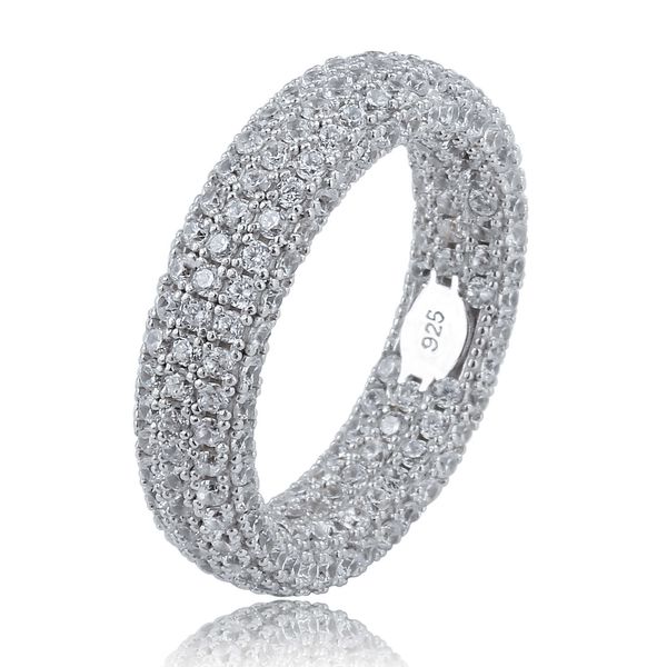 

925 sterling silver stamp ring full iced out cubic zirconia mens women engagement rings charm jewelry for gifts, Golden;silver