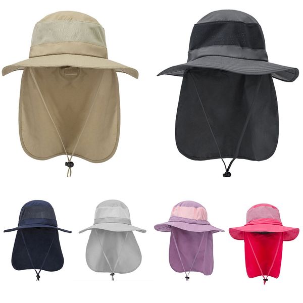

summer chin strap cord cap sun protection hat camping fishing hats, Black;white