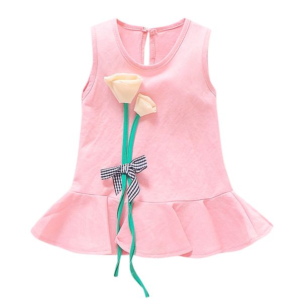 

toddler baby girls sleeveless flowers floral party princess dresses clothing 2019 new arrival selling, Red;yellow