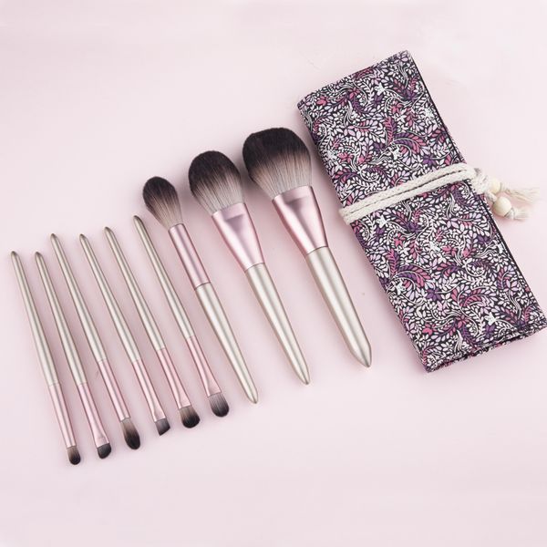 9pcs alta qualidade Makeup Brushes Set com um pequeno saco de uva Fundação Blush face Contour Concealer Eyeshadow compo a escova cosmética Kit