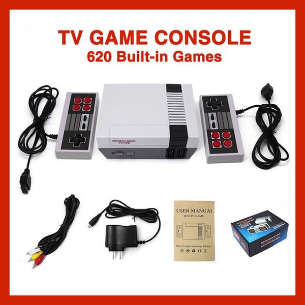 

selling mini tv video entertainment system 620 game console for nes games wth controllers retail box packaging