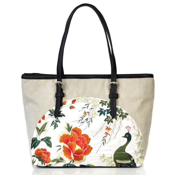 

embroidered bag 2019 new women's embroidered shoulder bag canvas art handbag large capacity
