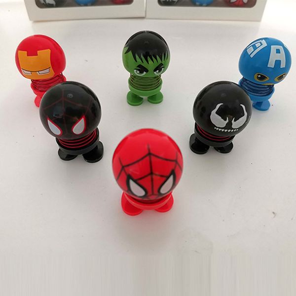 

cute mini car spring moving head doll car interior accessories avengers league of legends decoration funny creative car decoration doll