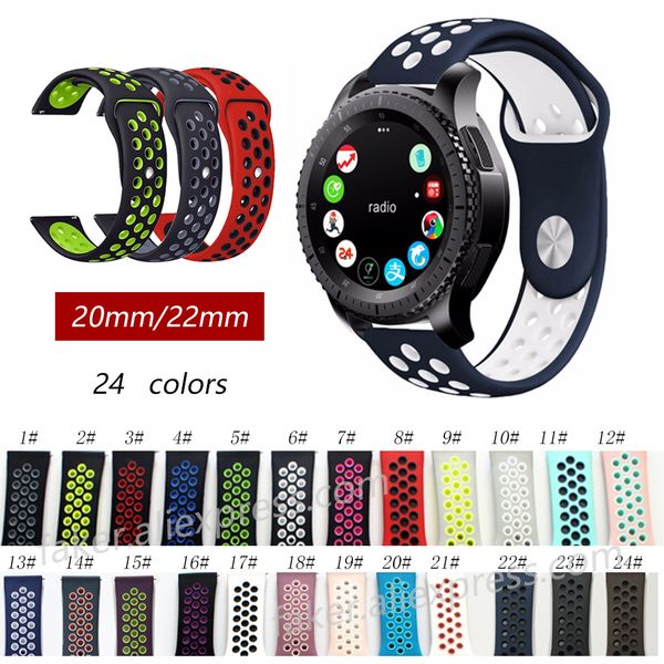 

silicone strap for samsung gear s3 s2 sport frontier classic silicone watch band huami amazfit bip pace lite belt 22 20mm, Black;brown