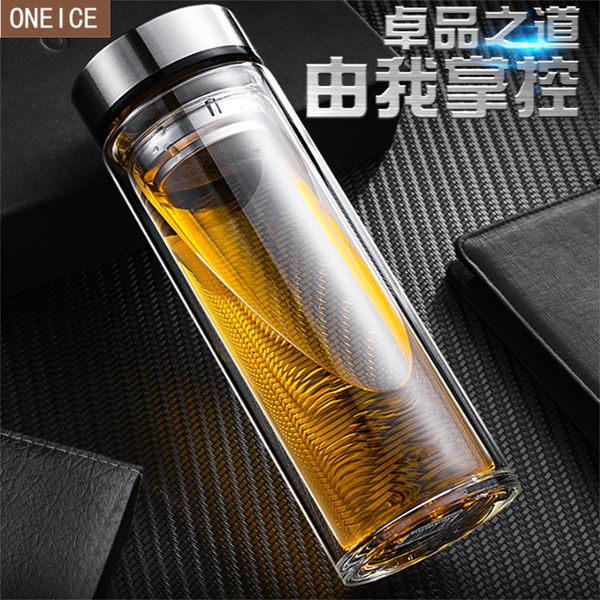 

large capacity 1000ml commercial kettle double-layer glass heat-resistant kettle with leak filter leak-proof sports cup