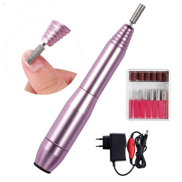 

1set professional electric nail drill machine kit gel remover manicure machine nail art pen nail polishing file milling tools, Silver