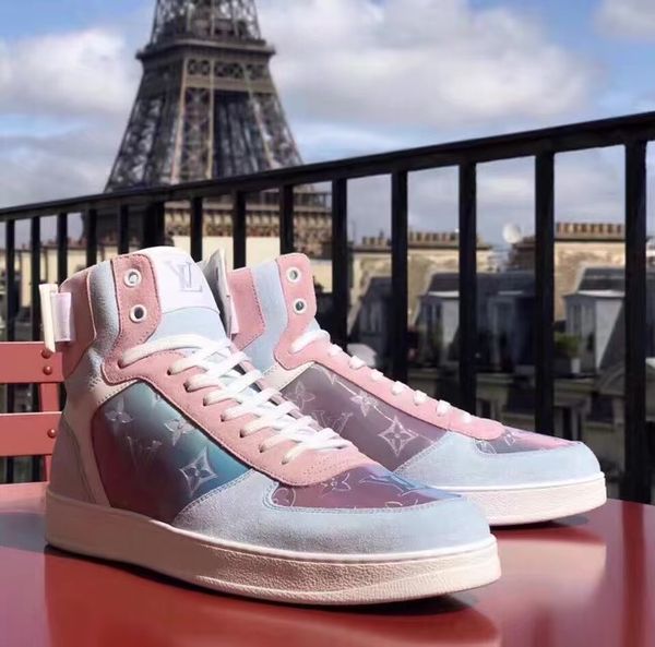 

Rivoli neaker iconic damier graphite canva men luxury de igner hoe ca ual hoe with printing leather hook and loop lace up neaker