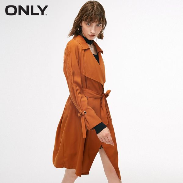 

only women's autumn new simple loose tie trench coat | 118336525, Tan;black