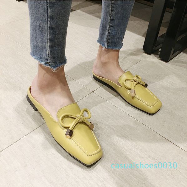 

baotou half slippers women wear fashion 2020 new summer net red sandals wild flat mules shoes women c30, Black