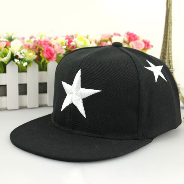 

boys girls summer baseball cap kids snap back outdoor sports wide brim lightweight fashion hip hop star embroidery sun hat, Black;white
