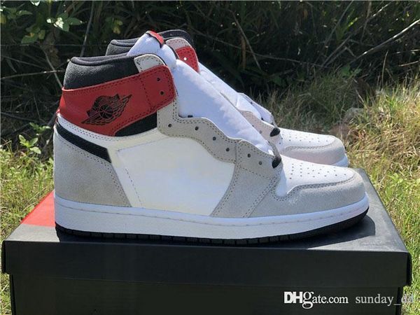 

air aauthentic 1 high og retro white black light smoke grey basketball shoes 555088-126 varsity red man sports sneakers with box