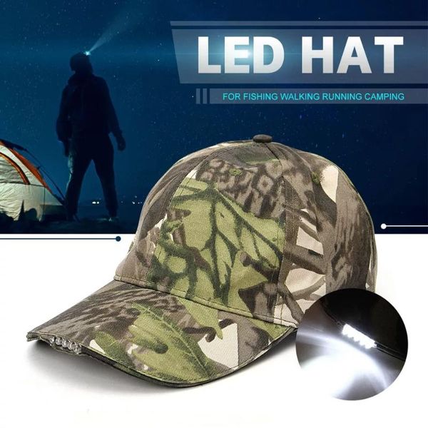 

5 led bulb light baseball cap camouflage night fishing hat outdoor lamp cap duck tongue mountain climbing hip hop snapback, Blue;gray